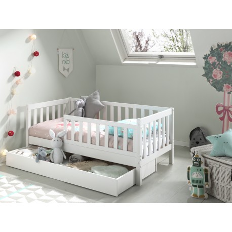 Tremmeseng junior 70 x 140 cm med skuffe – hvid