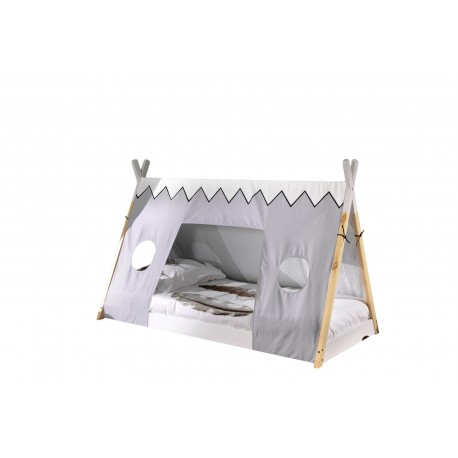 Børneseng tipi med tekstilsæt 90 x 200 cm – natur/hvid