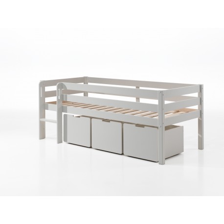 Halvhøj seng med opbevaring – Pino Sæt, hvid