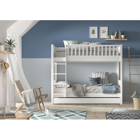 Køjeseng med udtræksseng 90 × 200 – Scott, hvid