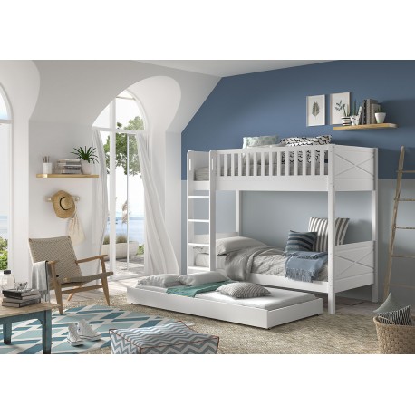 Køjeseng med udtræksseng 90 × 200 – Scott, hvid