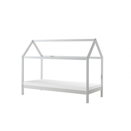 Hus-seng med madras 90 x 200 cm – Dallas, hvid