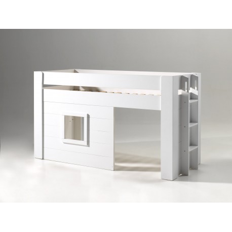 Halvhøj seng til børn Noah sæt 90 x 200 cm – hvid