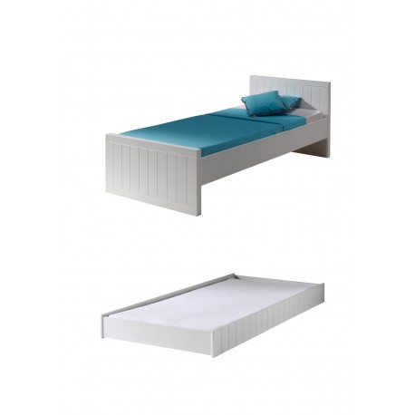 Børneseng med udtræksseng 90 x 200 – Robin, hvid