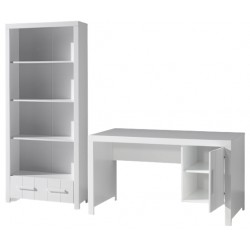 Børneskrivebord med reol – Erik sæt, hvid