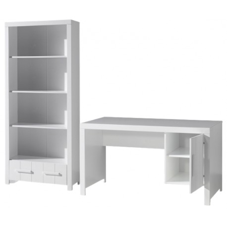 Børneskrivebord med reol – Erik sæt, hvid