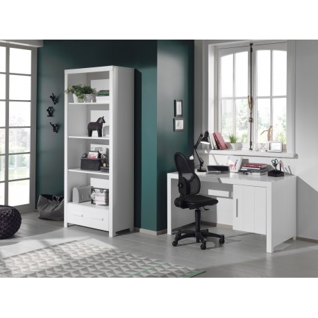 Børneskrivebord med reol – Erik sæt, hvid