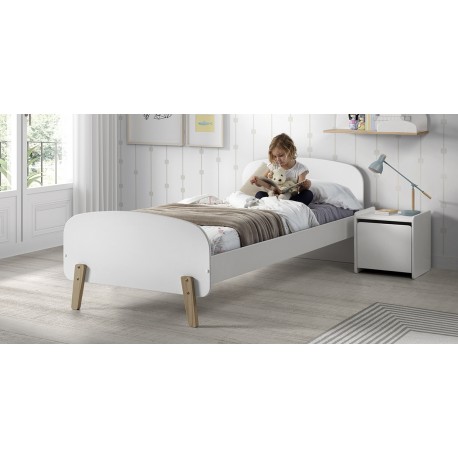 Børneseng med natbord 90 x 200 cm – Kiddy, hvid