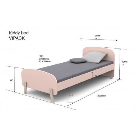 Børneseng med natbord 90 x 200 cm – Kiddy, hvid