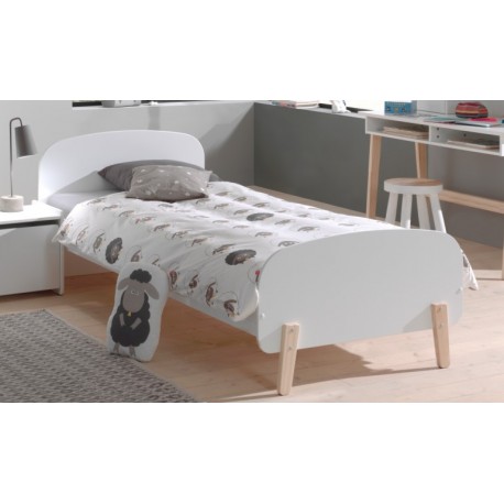 Børneseng med natbord 90 x 200 cm – Kiddy, hvid