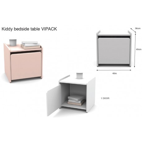 Børneseng med natbord 90 x 200 cm – Kiddy, hvid
