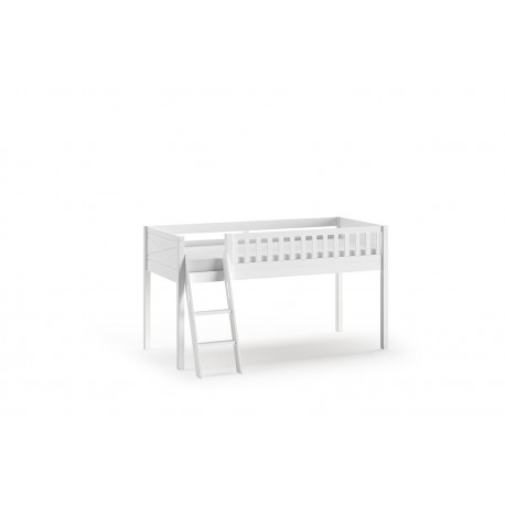 Halvhøj seng med legetæppe – Scott Sæt, hvid (90 x 200 cm)