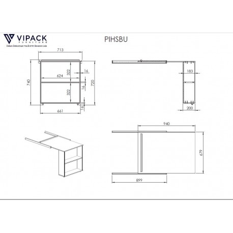 Halvhøj seng med skrivebord og opbevaring – Scott Sæt, hvid