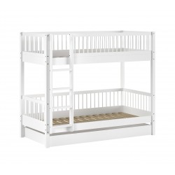 Køjeseng i bøg med udtræksskuffe Forrest – hvid (90 × 200 cm)