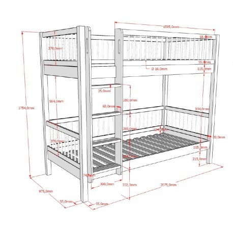 Køjeseng i bøg med udtræksskuffe Forrest – hvid (90 × 200 cm)
