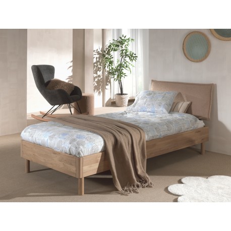 Seng med sengegavl og natbord 90 x 200 cm – Forrest Oak, eg