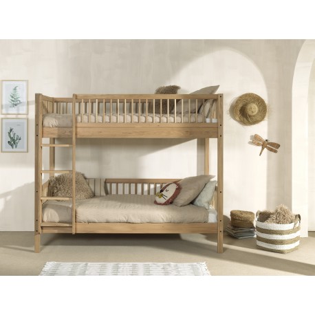 Køjeseng i eg 90 × 200 – Forrest Oak sæt med sengehest