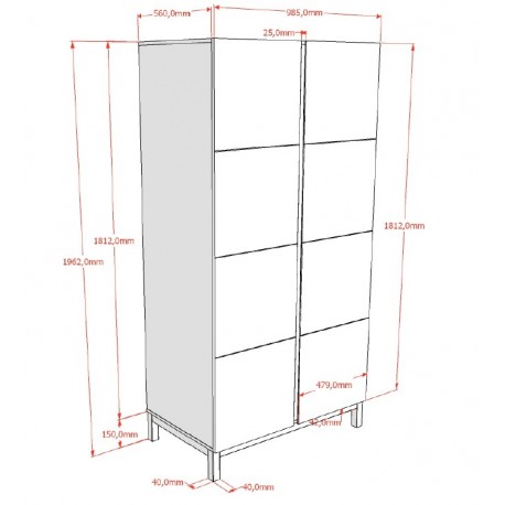 Børneværelse sæt – Eva 90 x 200 cm, hvid seng, natbord og garderobeskab