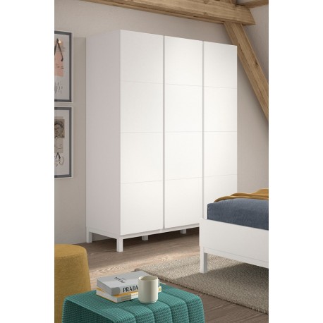 Børneværelsesæt Eva 90 x 200 cm – hvid seng, natbord, garderobeskab og kommode