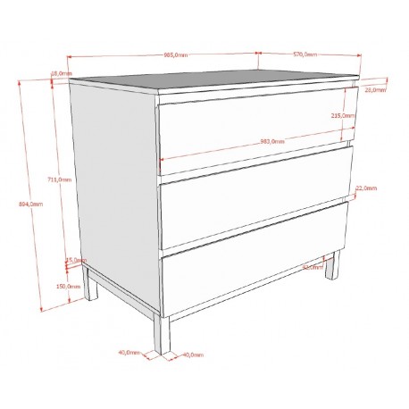 Børneværelsesæt Eva 90 x 200 cm – hvid seng, natbord, garderobeskab og kommode