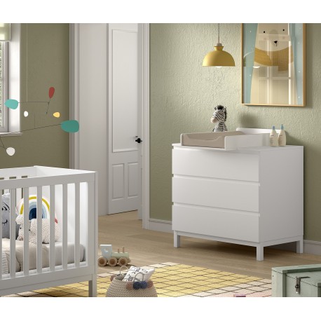 Børneværelsessæt med tremmeseng 70 x 140 – Eva, hvid