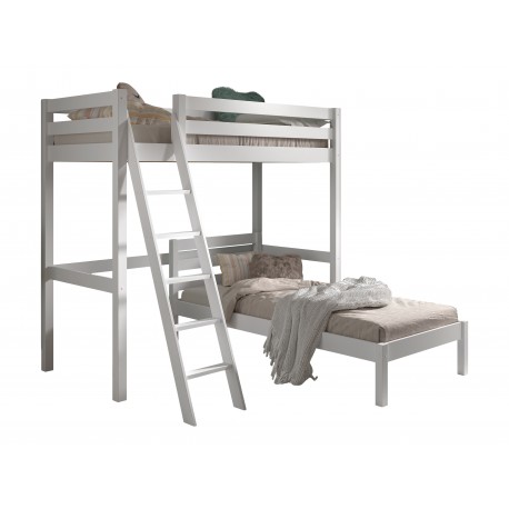 Køjeseng med hjørneløsning 90 x 200 – Pino, hvid