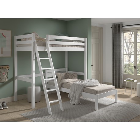 Køjeseng med hjørneløsning 90 x 200 – Pino, hvid