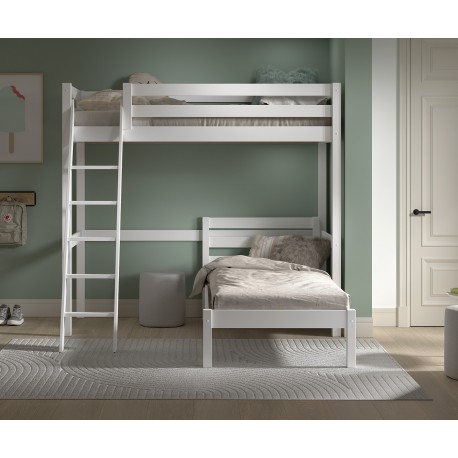 Køjeseng med hjørneløsning 90 x 200 – Pino, hvid