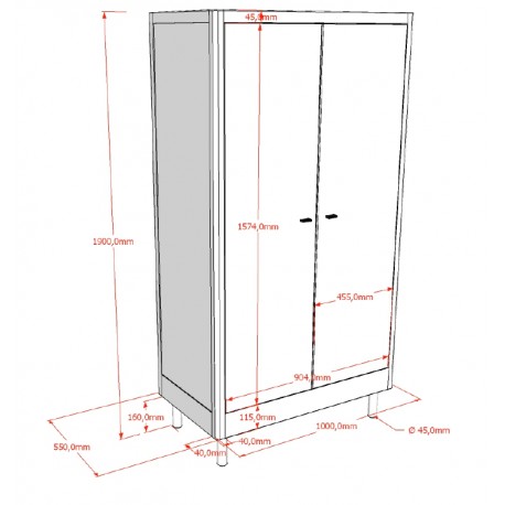 Børnemøbelsæt i eg Forrest Oak 90 x 200 cm – seng, natbord, garderobeskab og skrivebord