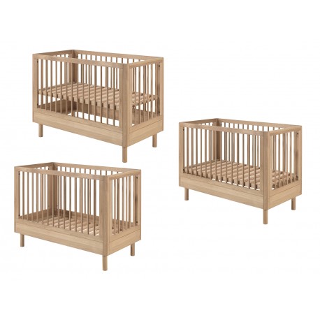 Baby sengesæt med tremmeseng og puslebord – Forrest Oak (60 × 120 cm), eg