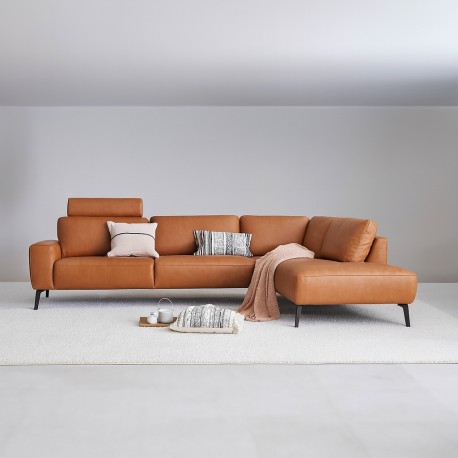 Copenhagen LæderHjørnesofa Cognac - Højrevendt