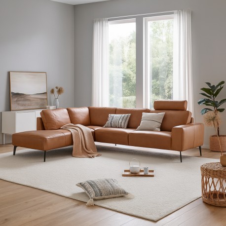 Copenhagen LæderHjørnesofa Cognac - Venstrevendt