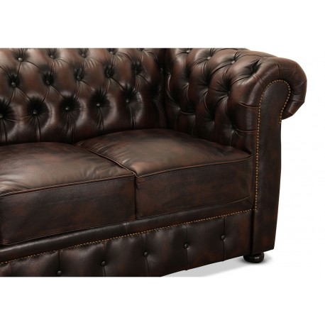 Liverpool 2 pers. sofa - Brun ægte læder