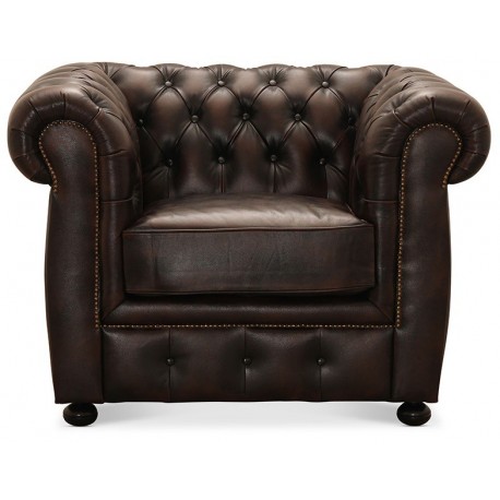 Liverpool lænestol Brun ægte læder