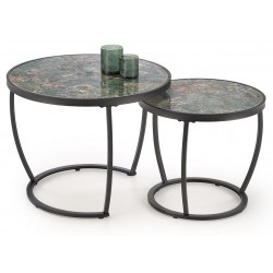 INES sæt af to sofaborde - Grøn marmor og Sort