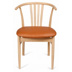 Jane spisebordsstol - ubehandlet eg - Cognac ægte læder
