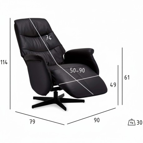 Delta Lænestol - Sort ægte Læder