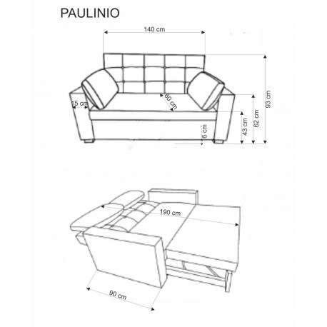 PAULINIO Sovesofa 170cm - Beige