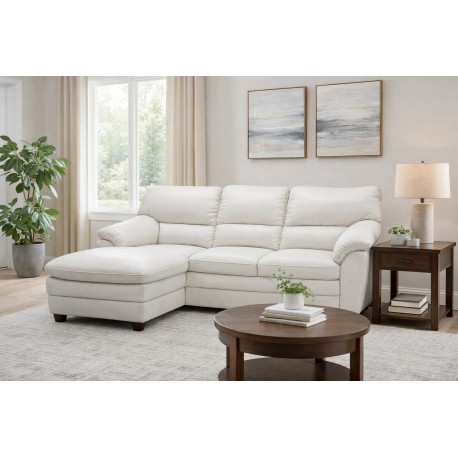 Tilst Hvid læder chaiselongsofa - Venstrevendt