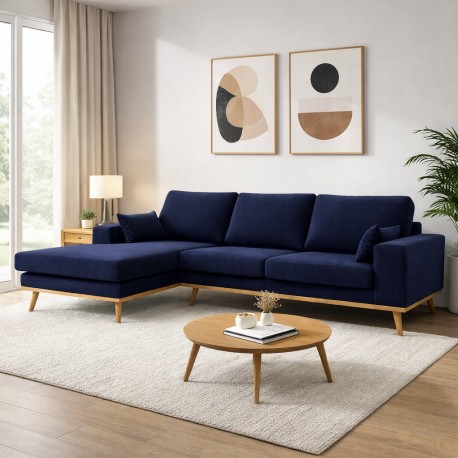 Simone chaiselongsofa - Venstrevendt Night blue velour