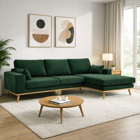 Simone chaiselongsofa - Højrevendt Grøn velour