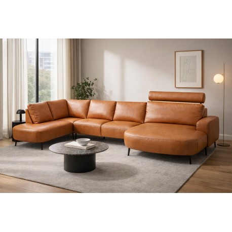 Hjort Knudsen Lolland læder U sofa Højrevendt