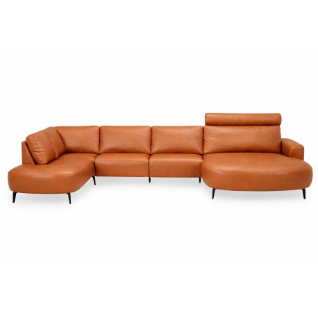 Hjort Knudsen Lolland læder U sofa Højrevendt