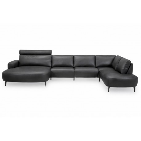 Hjort Knudsen Lolland læder U sofa Venstrevendt