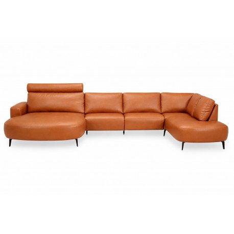 Hjort Knudsen Lolland læder U sofa Venstrevendt