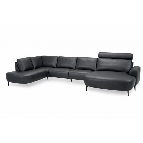 Hjort Knudsen Lolland læder U sofa Højrevendt