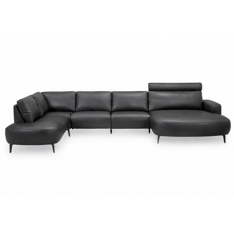 Hjort Knudsen Lolland læder U sofa Højrevendt