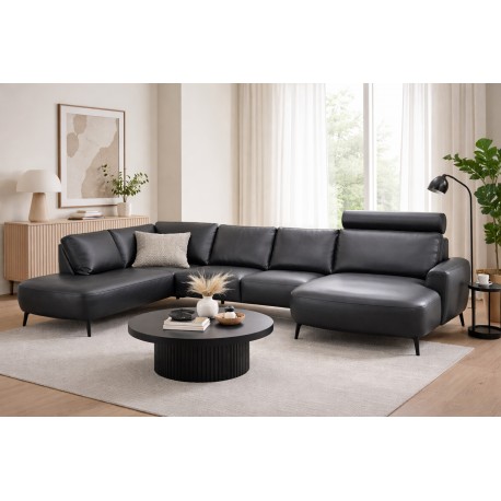 Hjort Knudsen Lolland læder U sofa Højrevendt