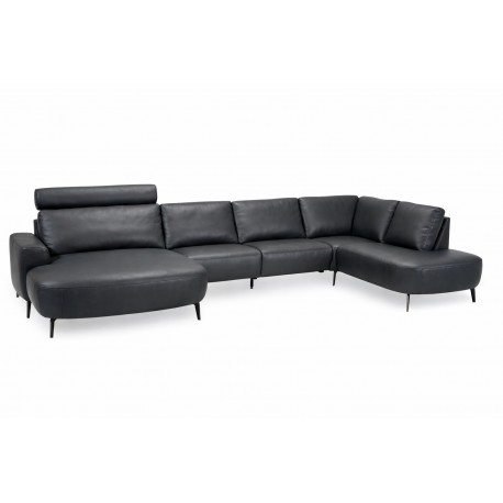 Hjort Knudsen Lolland læder U sofa Venstrevendt