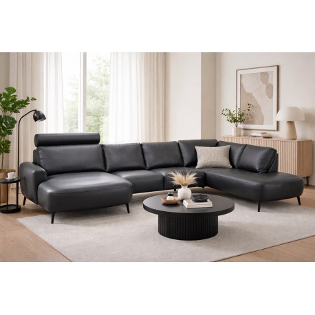 Hjort Knudsen Lolland læder U sofa Venstrevendt